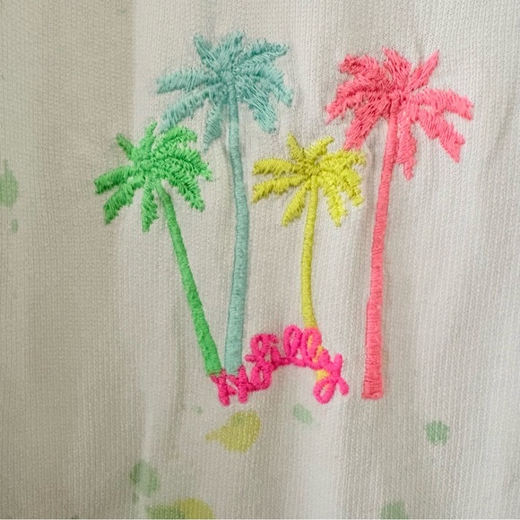 Lilly Pulitzer Mallie paint-splatter jogger pant embroidered palm tree logo M - Picture 6 of 12